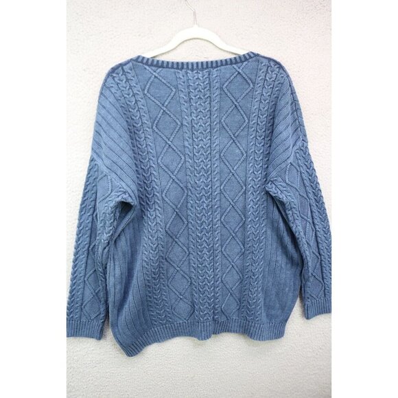 Natural Relections Blue Distressed Cable Knit Sweater-Size XL - Picture 7 of 9
